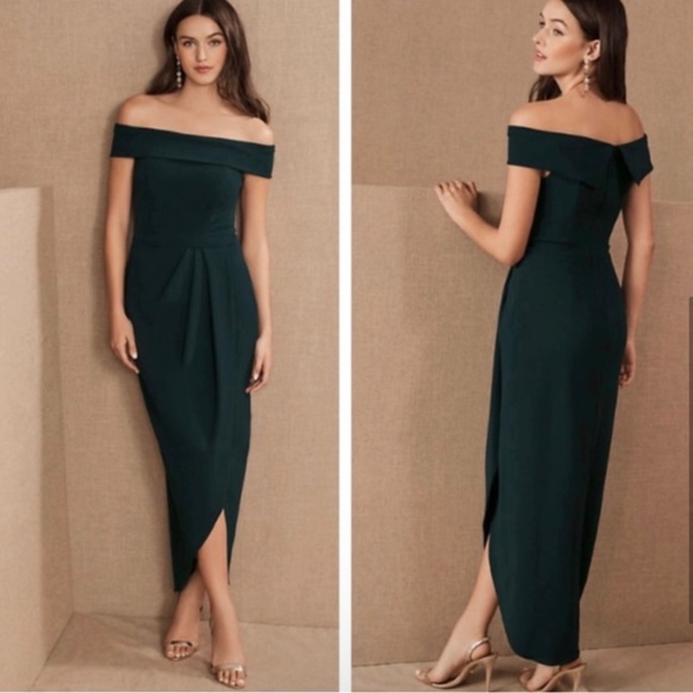 NWT BHLDN Off-Shoulder Dark Green Dress